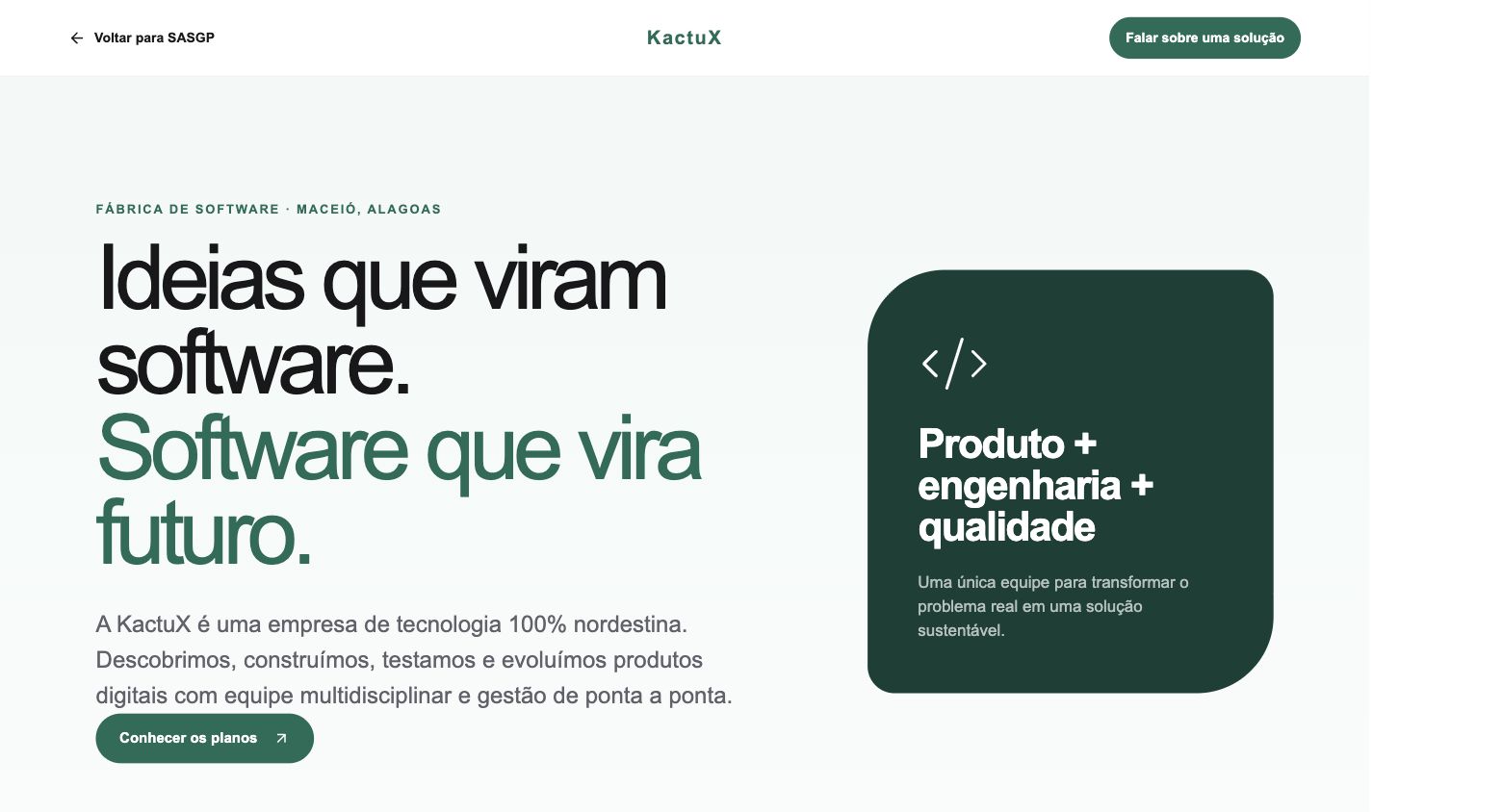 Prévia da landing page KactuX