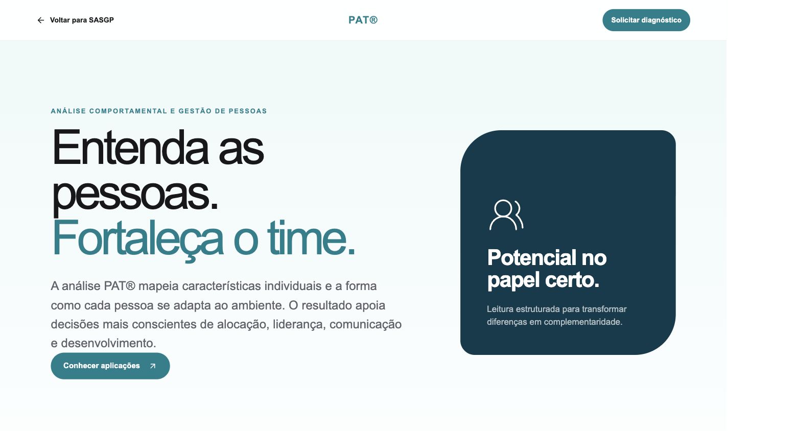 Prévia da landing page Gestão de pessoas